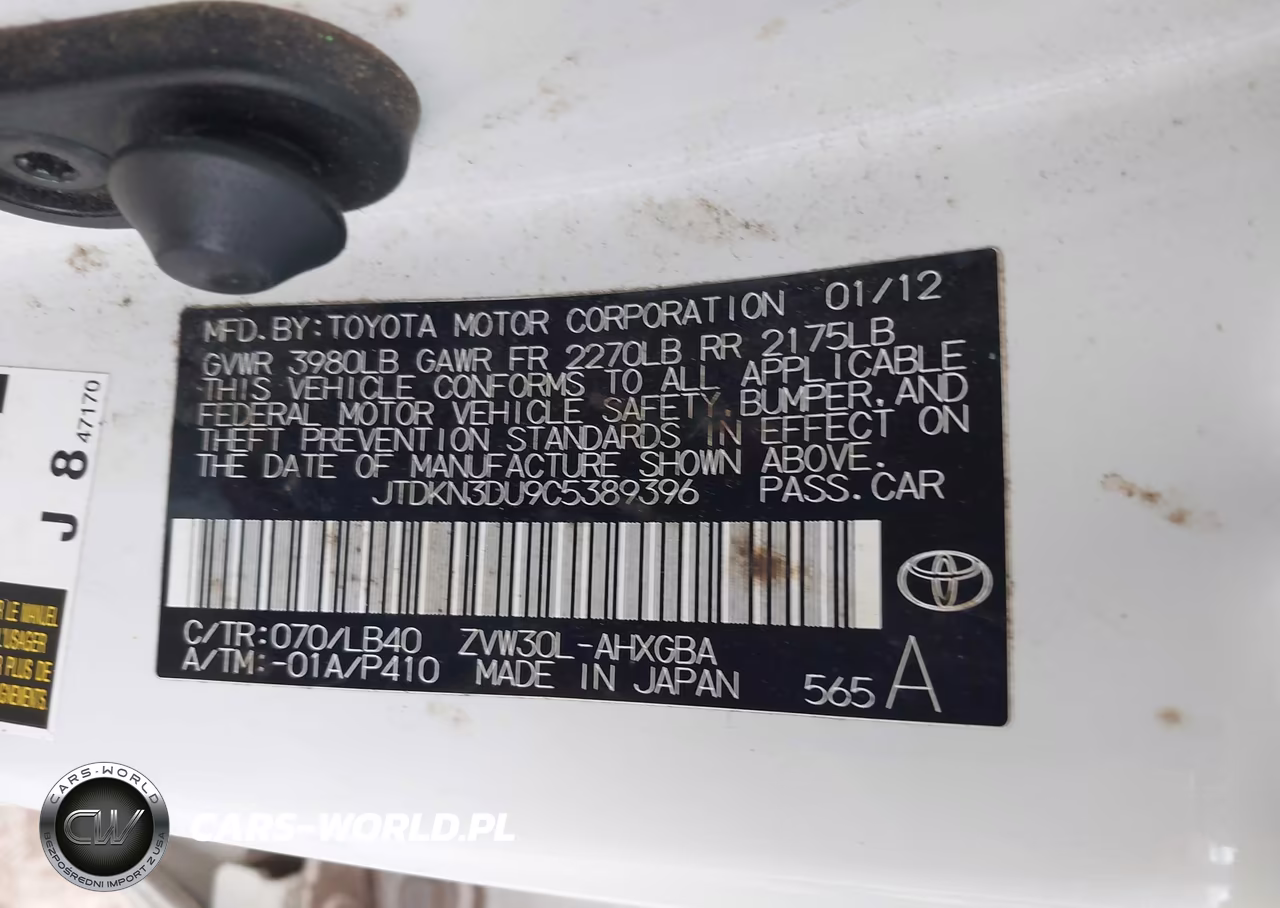 2012 Toyota Prius Four VIN:JTDKN3DU9C5389396 - 9