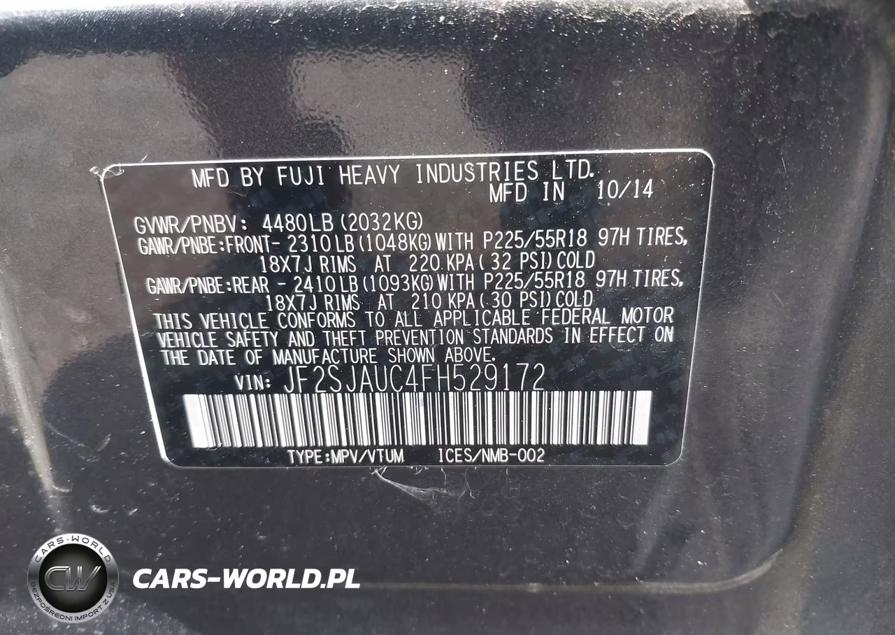 2015 Subaru Forester 2.5I Touring VIN:JF2SJAUC4FH529172 - 9