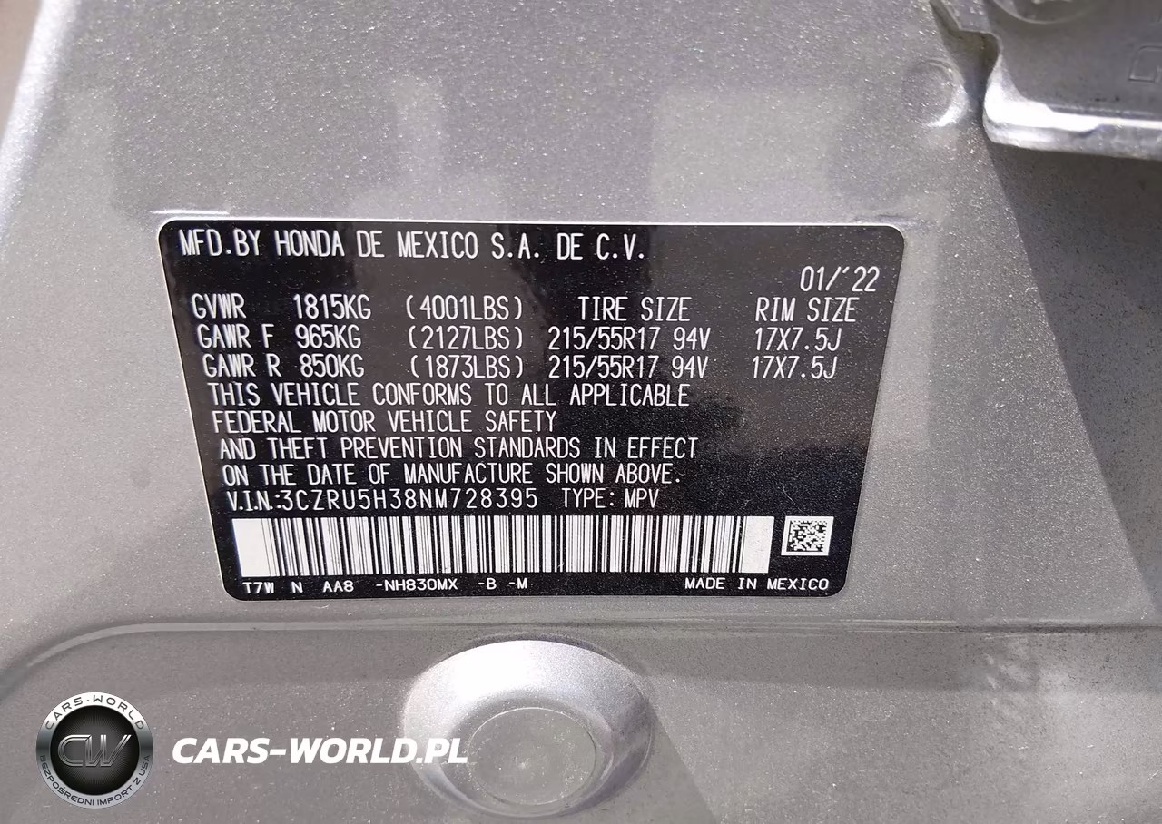 2022 Honda Hr-V 2Wd Lx VIN:3CZRU5H38NM728395 - 9