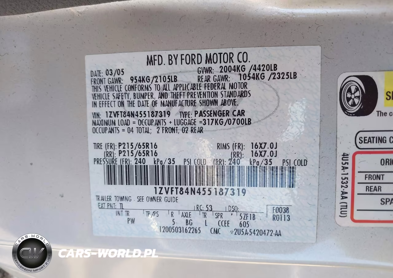 2005 Ford Mustang VIN:1ZVFT84N455187319 - 9