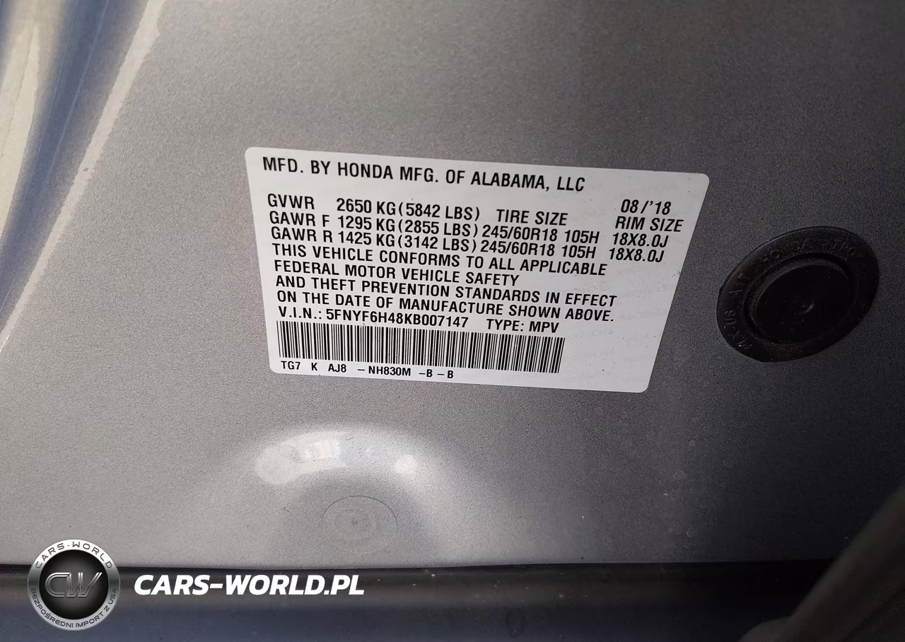 2019 Honda Pilot Ex-L VIN:5FNYF6H48KB007147 - 9