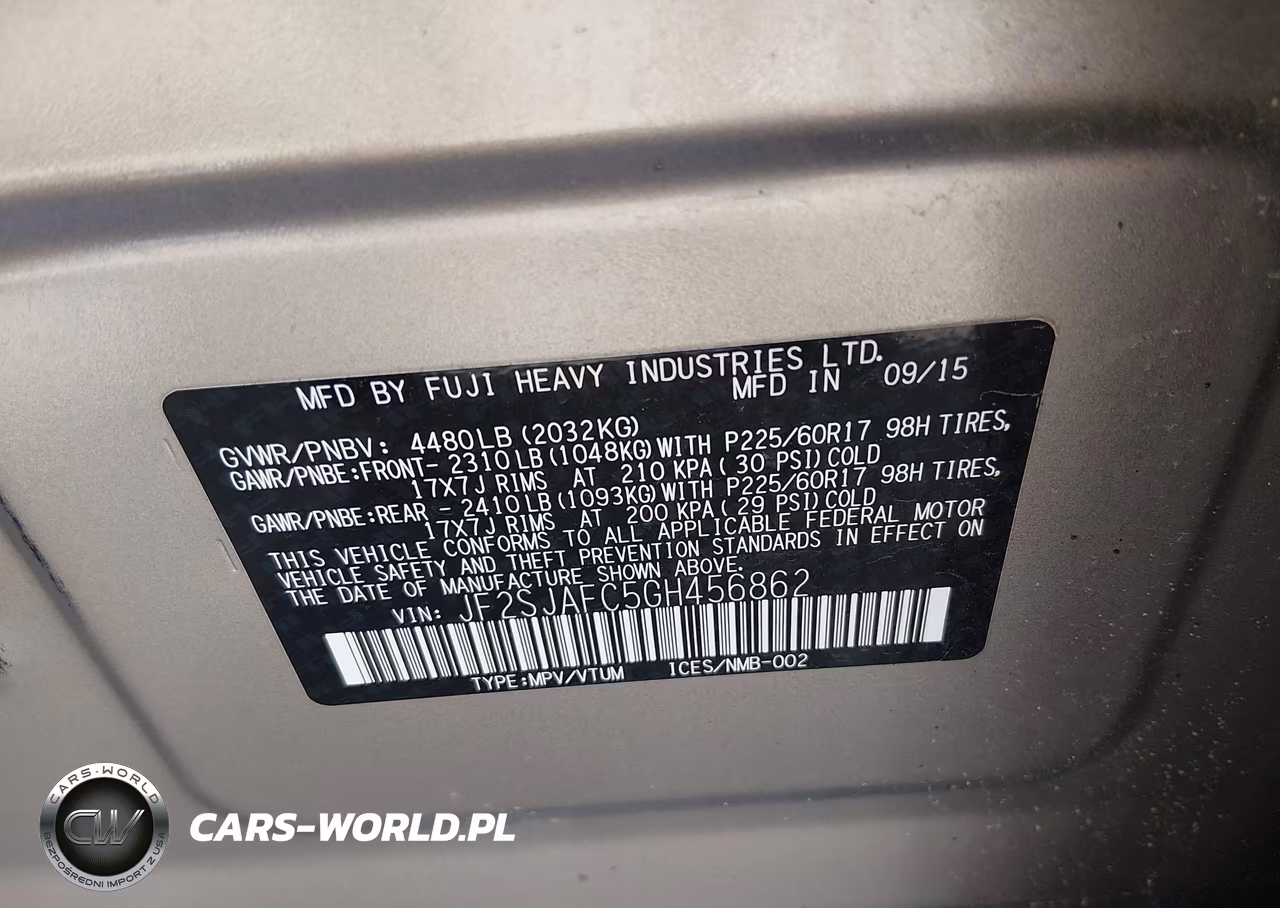 2016 Subaru Forester 2.5I Premium VIN:JF2SJAFC5GH456862 - 9