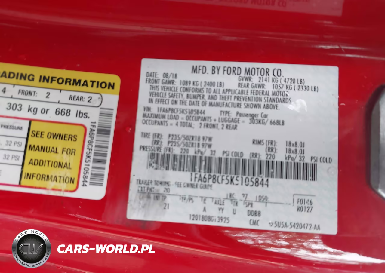 2019 Ford Mustang Gt VIN:1FA6P8CF5K5105844 - 9