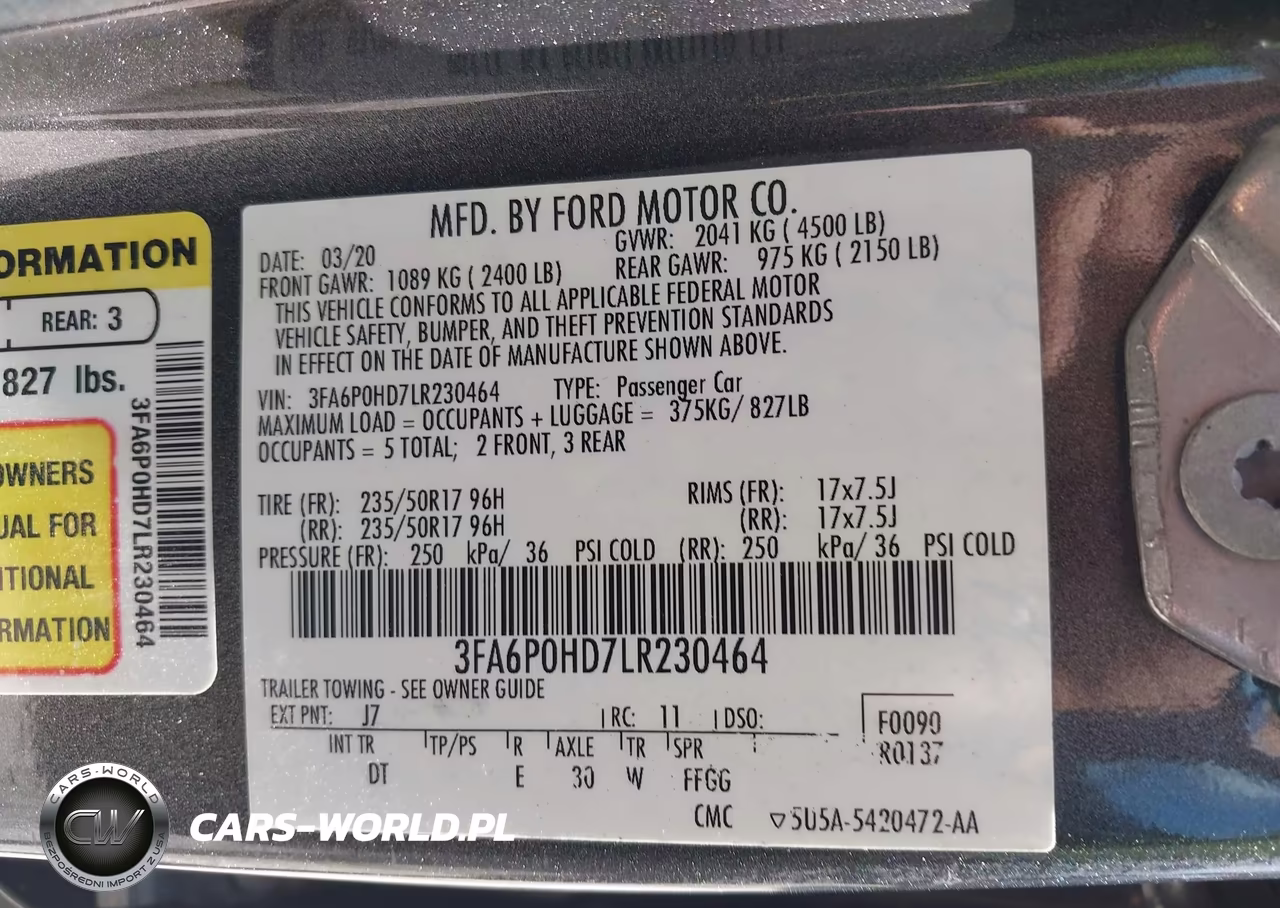 2020 Ford Fusion Se VIN:3FA6P0HD7LR230464 - 9