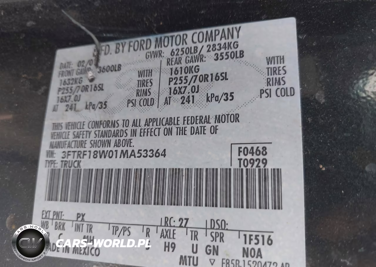 2001 Ford F150 VIN:3FTRF18W01MA53364 - 9