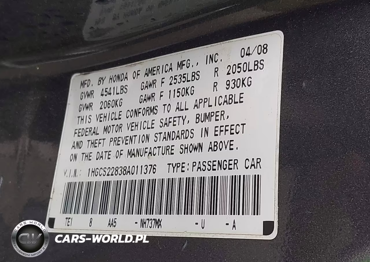 2008 Honda Accord 3.5 Ex-L VIN:1HGCS22838A011376 - 9
