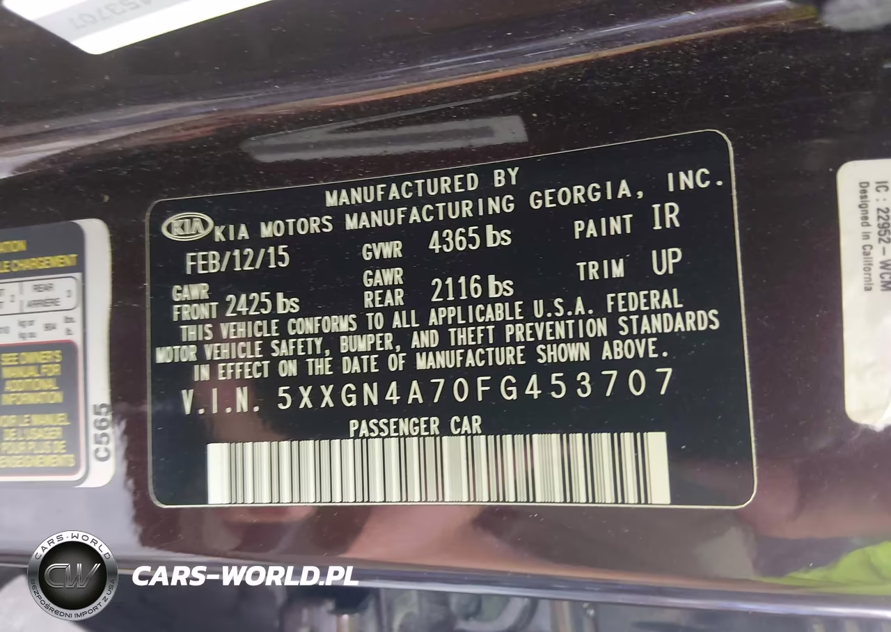 2015 Kia Optima Ex VIN:5XXGN4A70FG453707 - 9