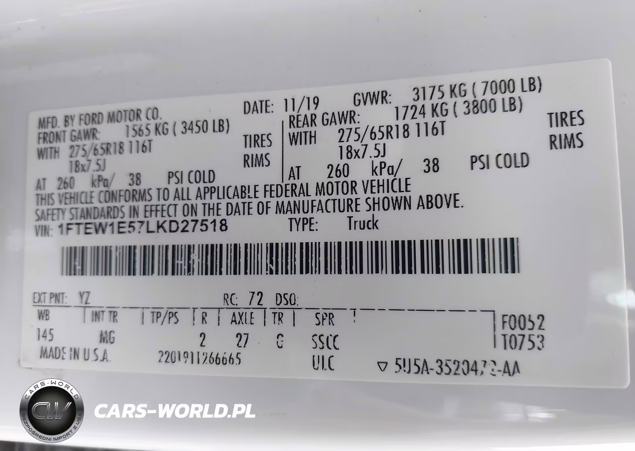 2020 Ford F-150 Xlt VIN:1FTEW1E57LKD27518 - 9