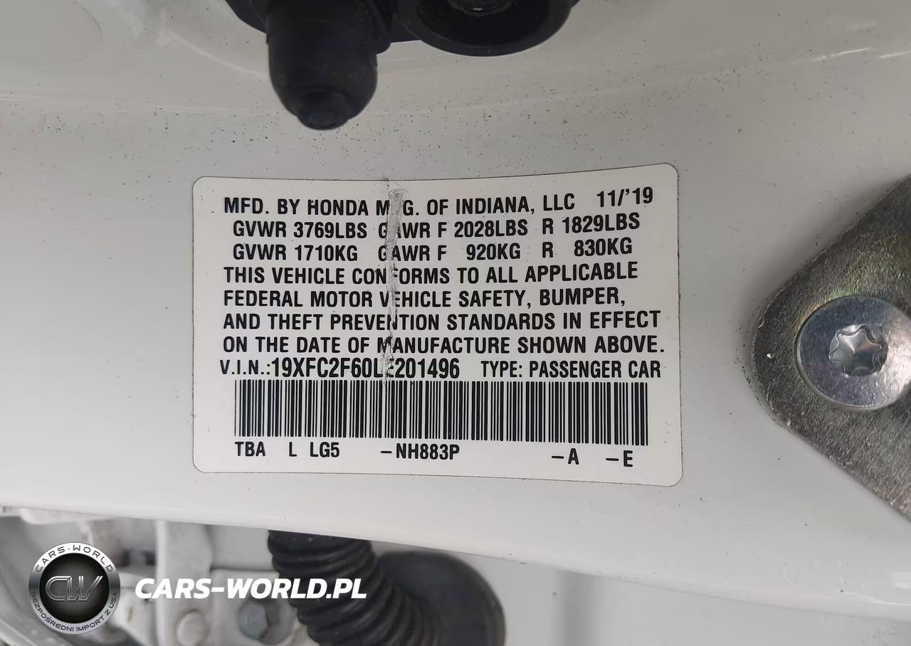 2020 Honda Civic Lx VIN:19XFC2F60LE201496 - 9