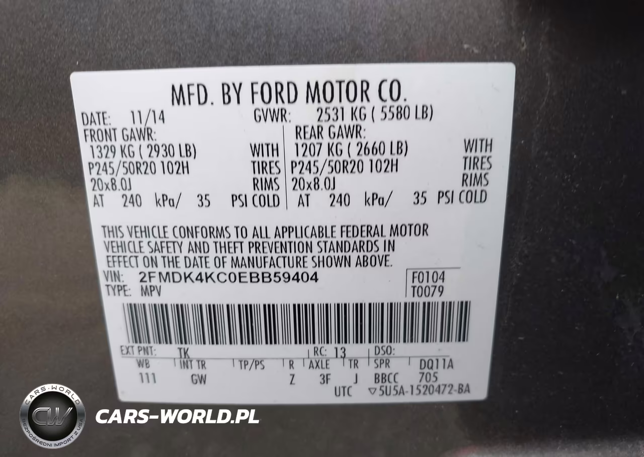 2014 Ford Edge Limited VIN:2FMDK4KC0EBB59404 - 9