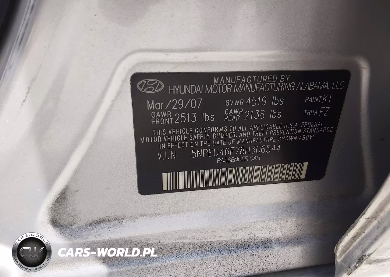 2008 Hyundai Sonata Limited V6-Se V6 VIN:5NPEU46F78H306544 - 9