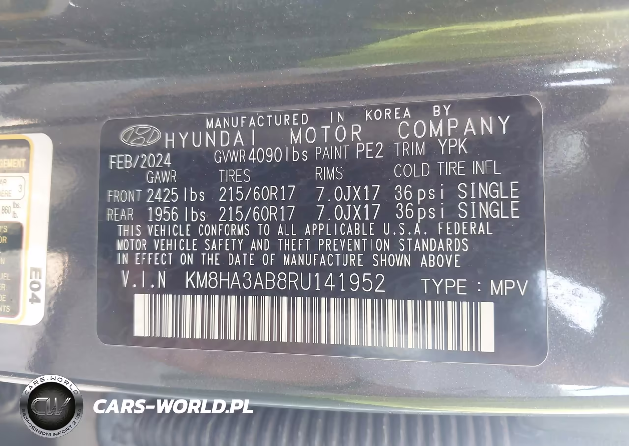 2024 Hyundai Kona Se VIN:KM8HA3AB8RU141952 - 9