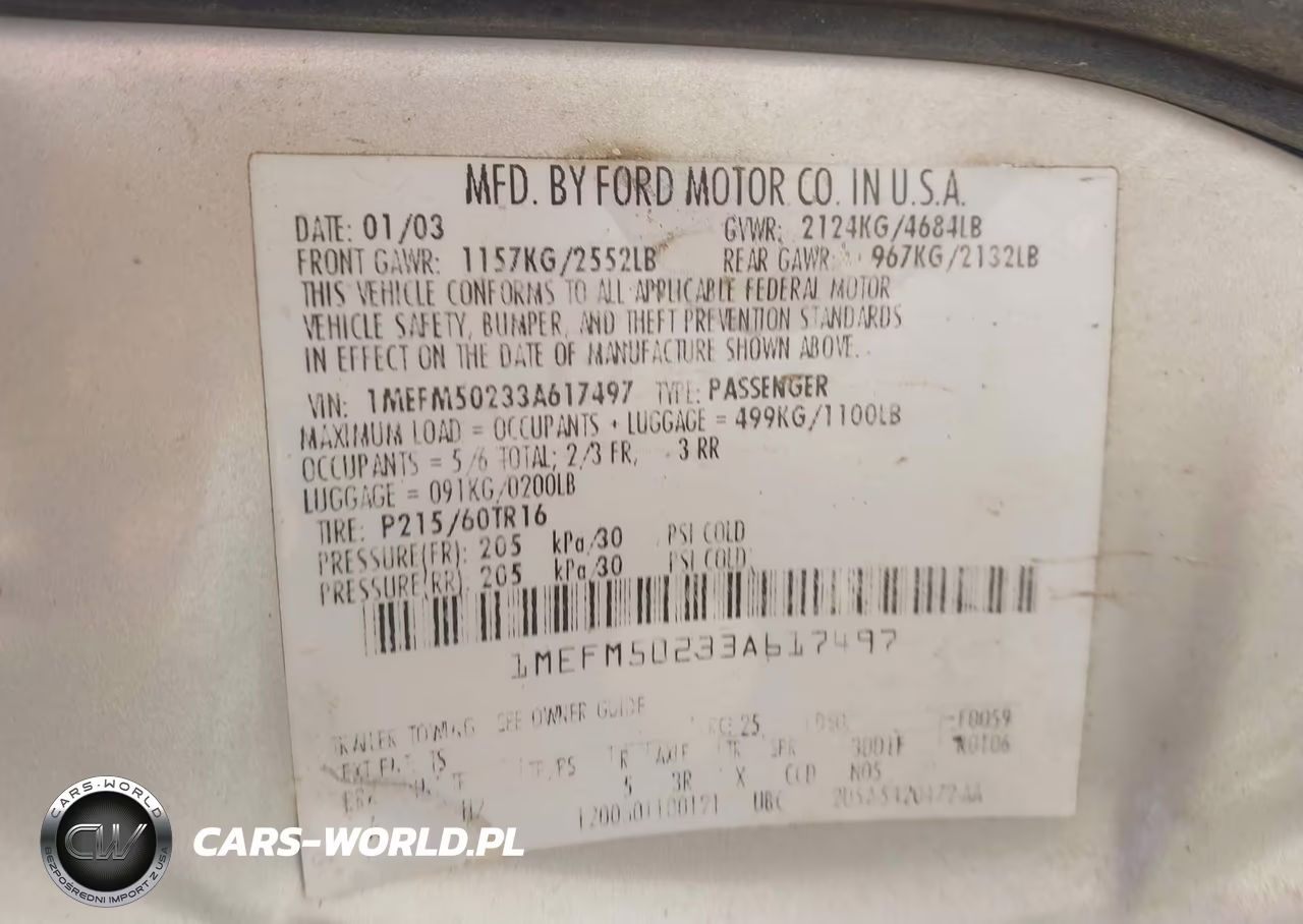 2003 Mercury Sable Gs VIN:1MEFM50233A617497 - 9