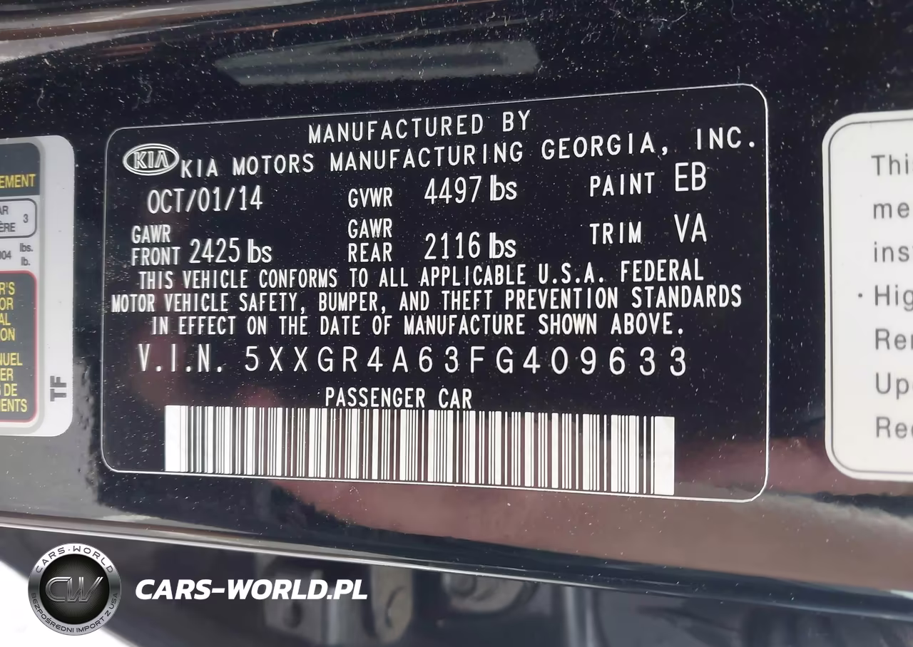 2015 Kia Optima Sx Turbo VIN:5XXGR4A63FG409633 - 9