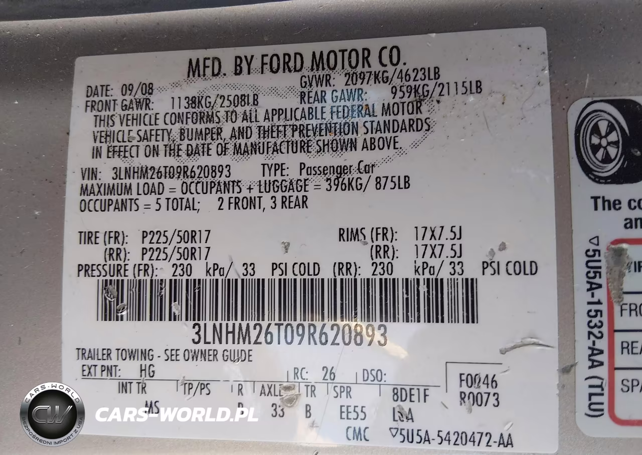 2009 Lincoln Mkz VIN:3LNHM26T09R620893 - 9