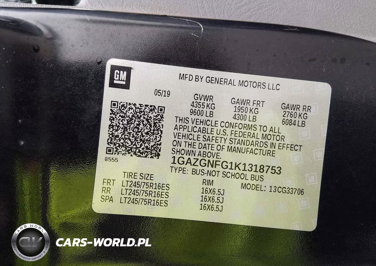 2019 Chevrolet Express 3500 Ls VIN:1GAZGNFG1K1318753 - 9