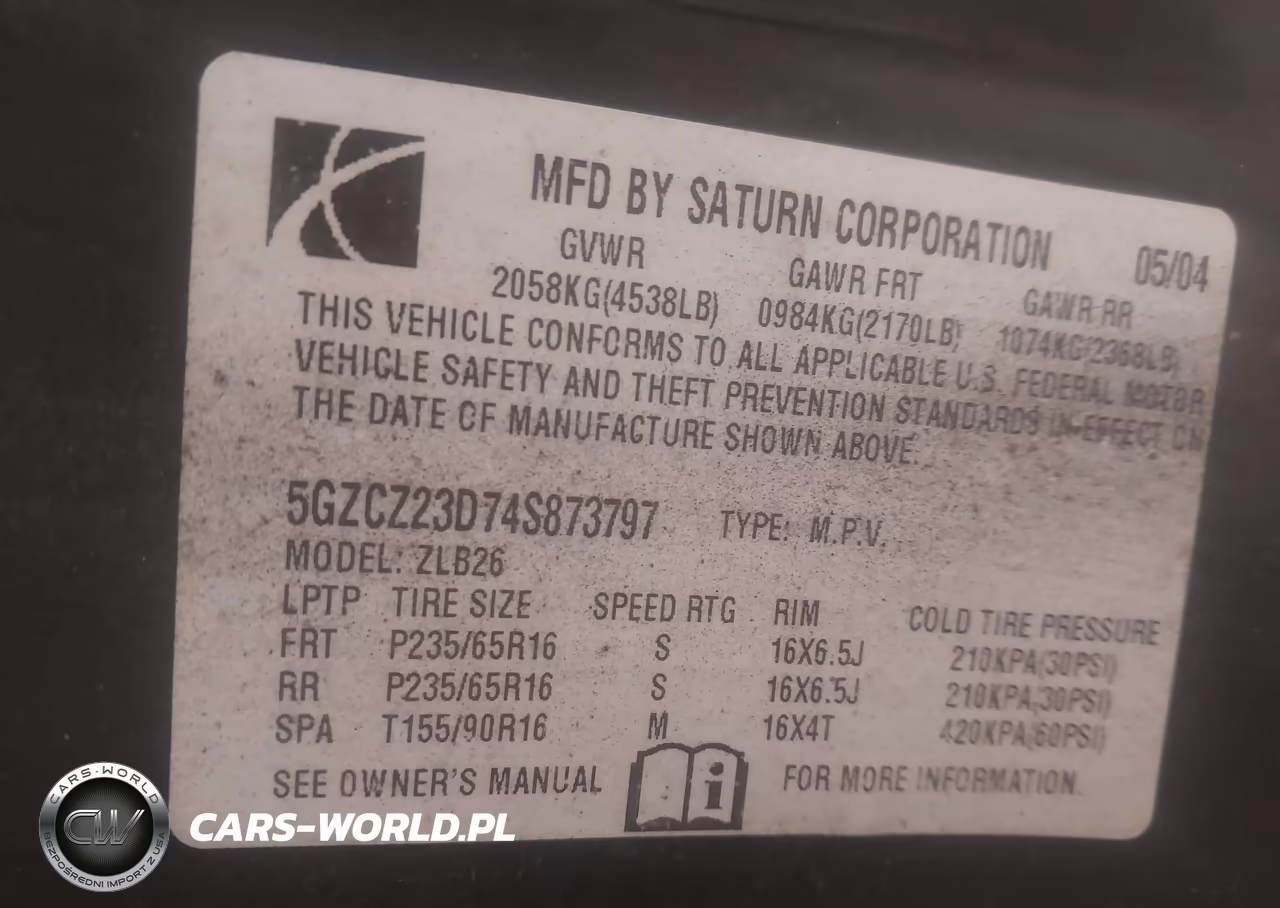 2004 Saturn Vue 4 Cyl VIN:5GZCZ23D74S873797 - 9