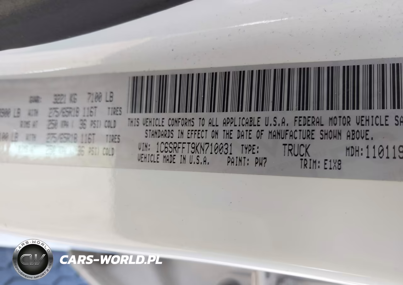 2019 Ram 1500 VIN:1C6SRFFT9KN710031 - 9