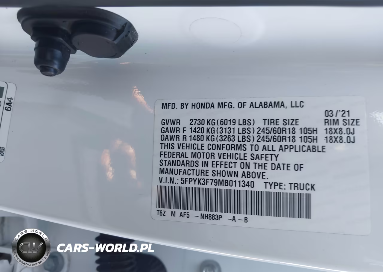 2021 Honda Ridgeline Rtl-E VIN:5FPYK3F79MB011340 - 17