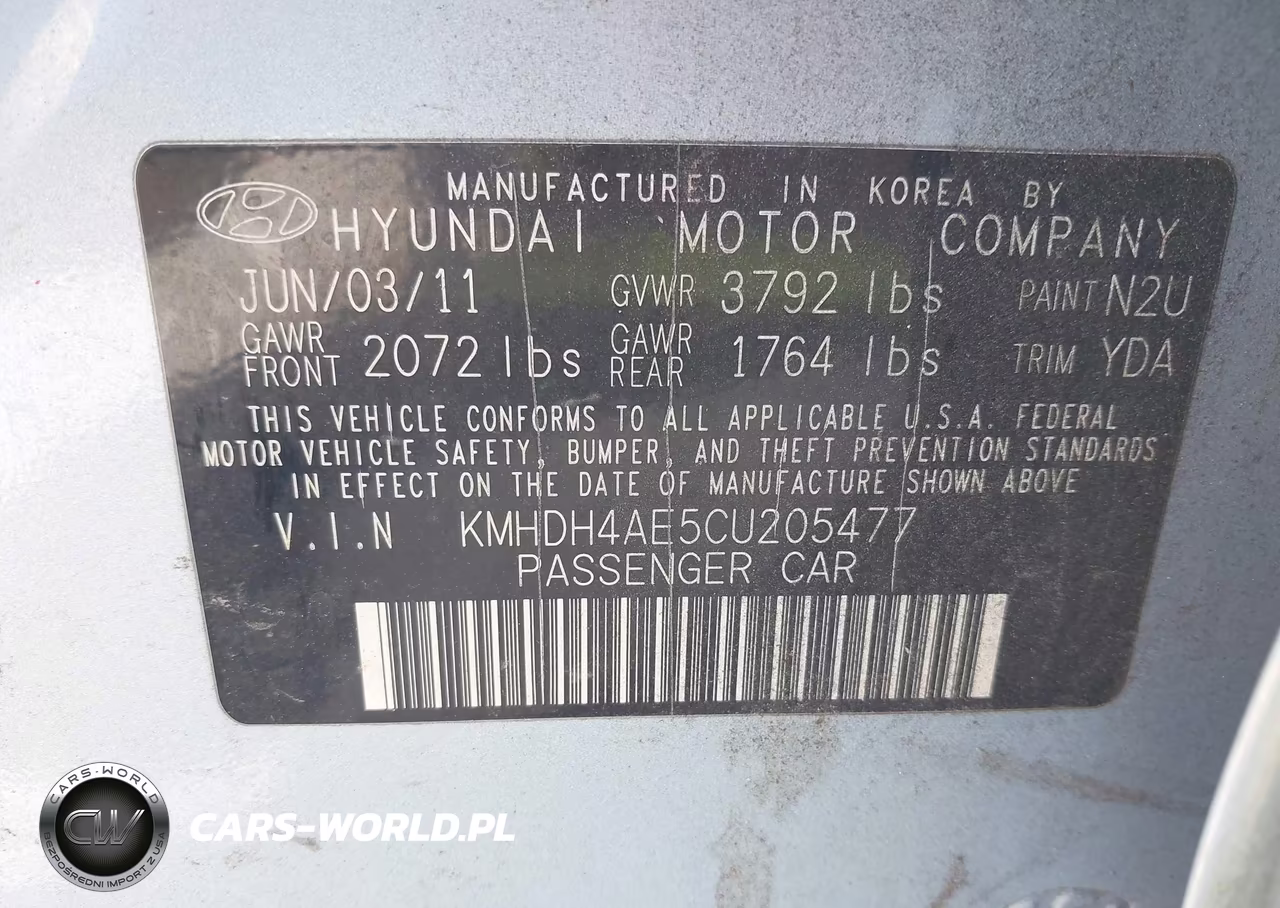 2012 Hyundai Elantra Gls (Ulsan Plant) VIN:KMHDH4AE5CU205477 - 9