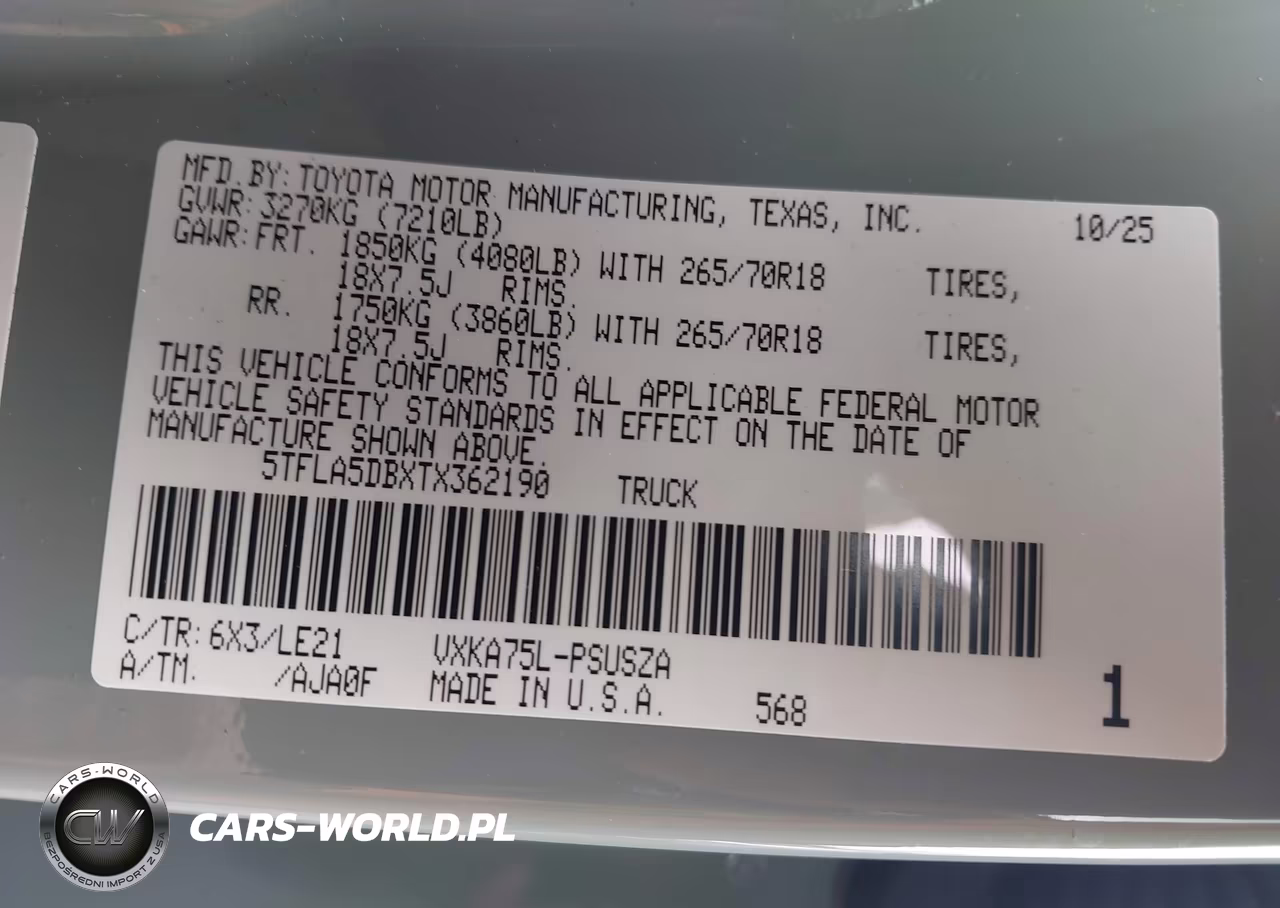 2026 Toyota Tundra Sr5 Crewmax 5.5' Bed VIN:5TFLA5DBXTX362190 - 9