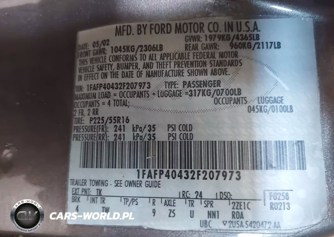 2002 Ford Mustang VIN:1FAFP40432F207973 - 9