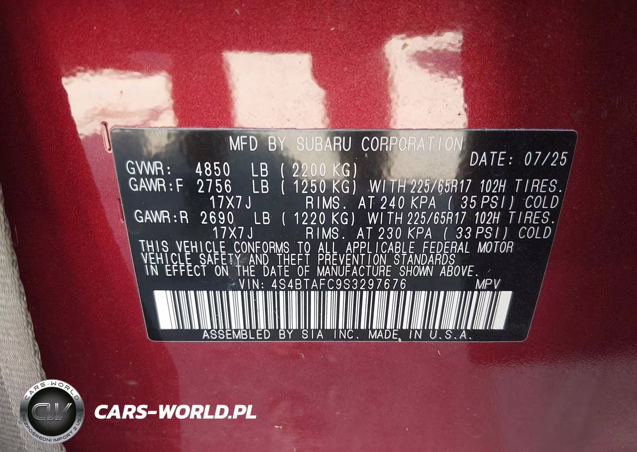 2025 Subaru Outback Premium VIN:4S4BTAFC9S3297676 - 9