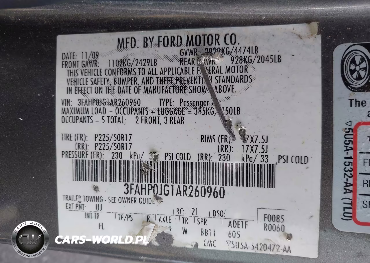 2010 Ford Fusion Sel VIN:3FAHP0JG1AR260960 - 9