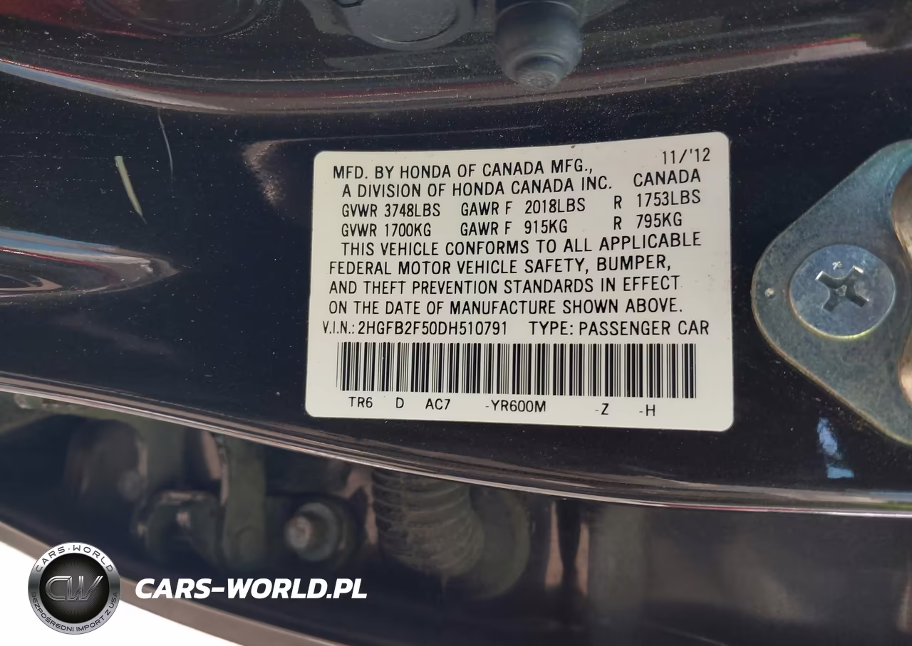 2013 Honda Civic Lx VIN:2HGFB2F50DH510791 - 9