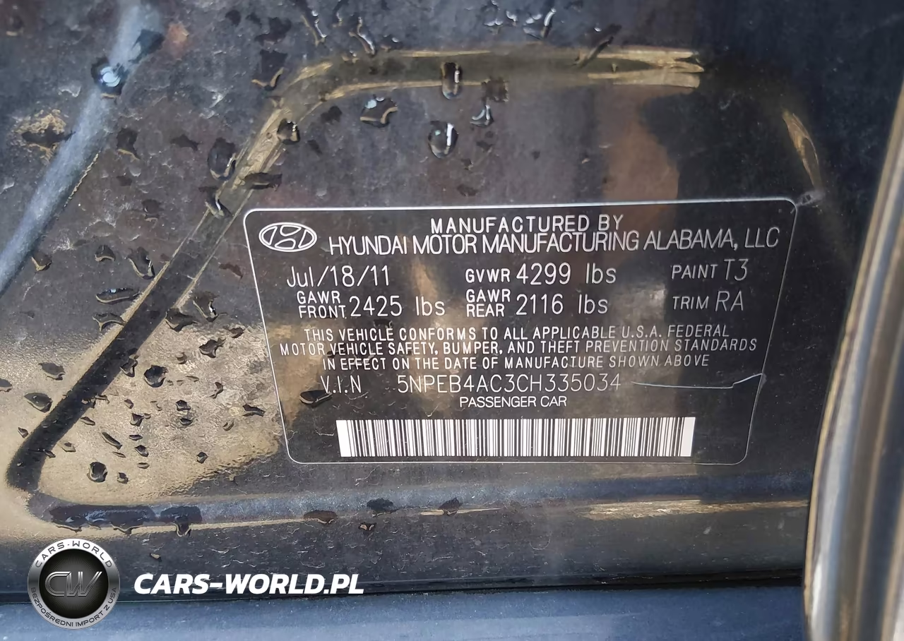 2012 Hyundai Sonata Gls VIN:5NPEB4AC3CH335034 - 9