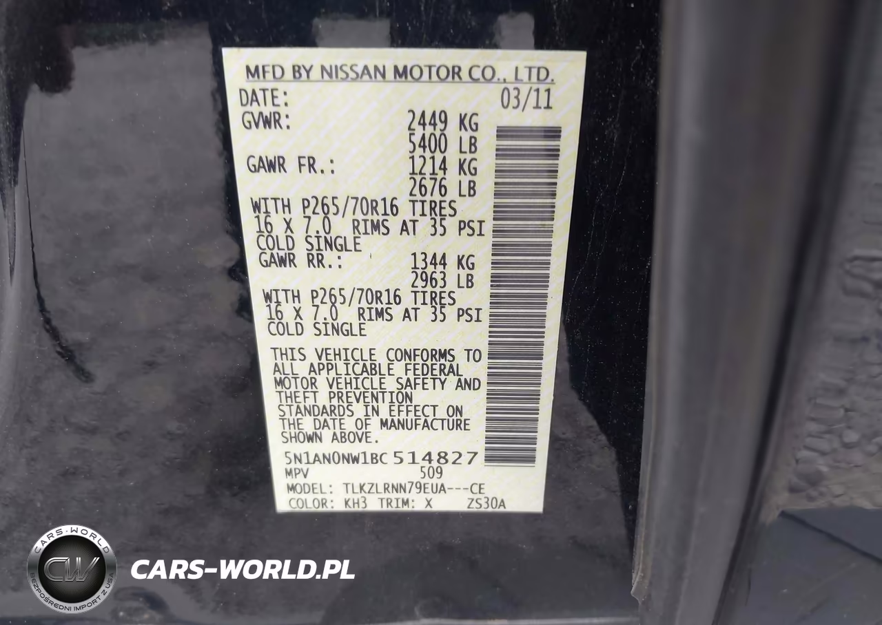 2011 Nissan Xterra S VIN:5N1AN0NW1BC514827 - 9