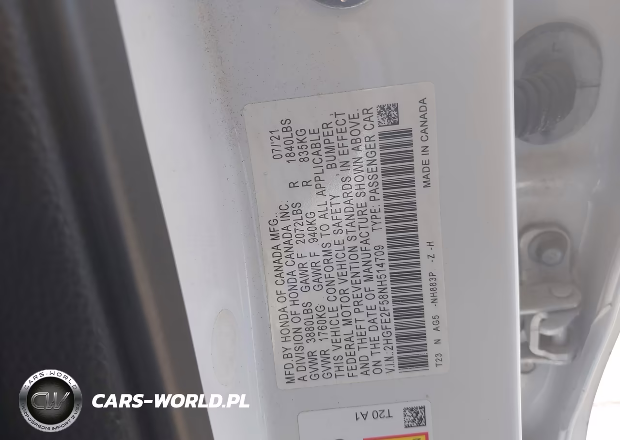 2022 Honda Civic Sport VIN:2HGFE2F58NH514709 - 9