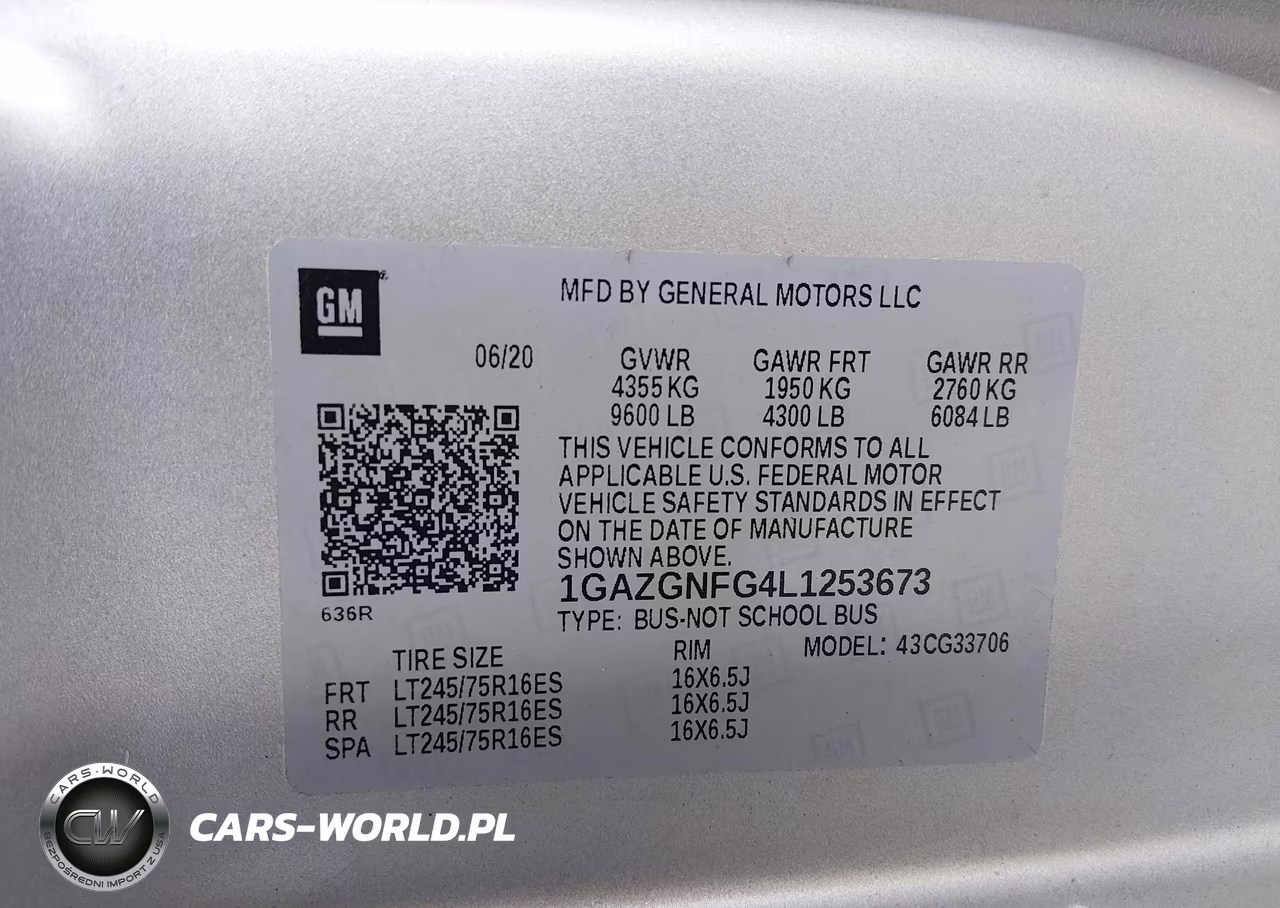 2020 Chevrolet Express Passenger Rwd 3500 Extended Wheelbase Ls VIN:1GAZGNFG4L1253673 - 9