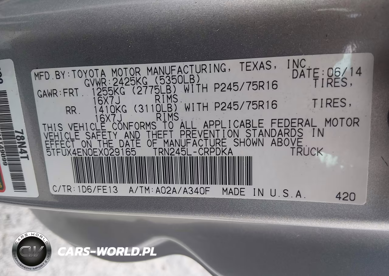 2014 Toyota Tacoma VIN:5TFUX4EN0EX029165 - 9