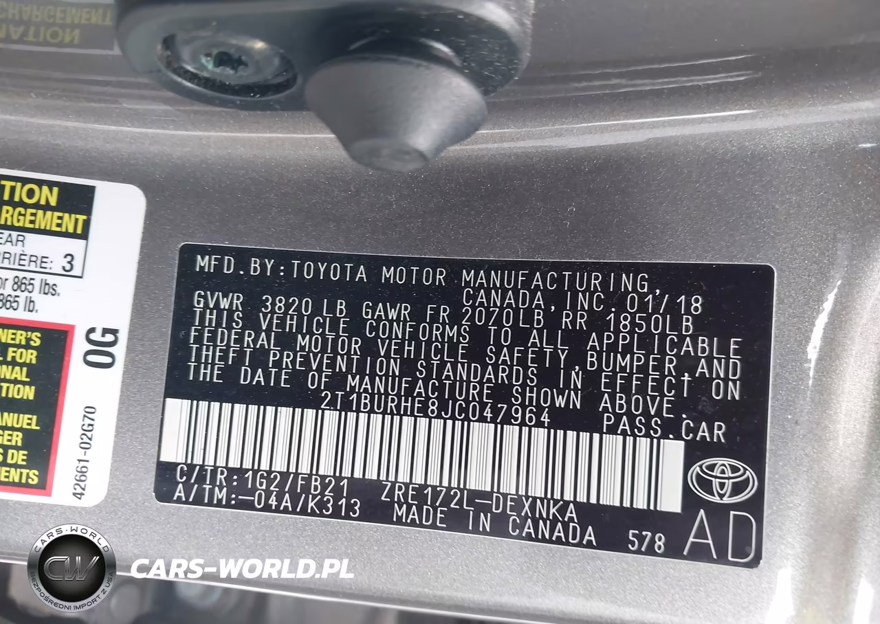 2018 Toyota Corolla Le VIN:2T1BURHE8JC047964 - 9
