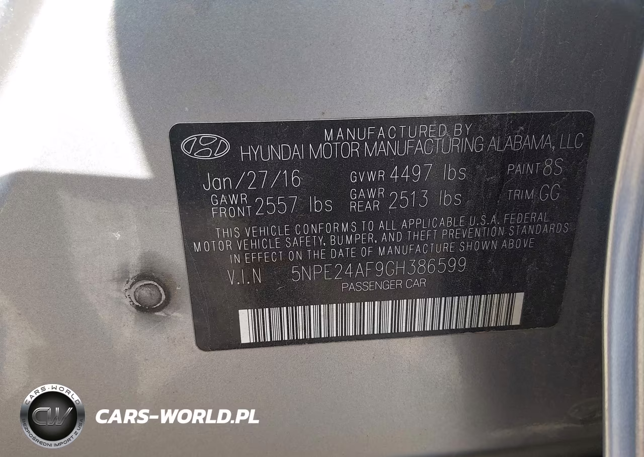 2016 Hyundai Sonata Se VIN:5NPE24AF9GH386599 - 9