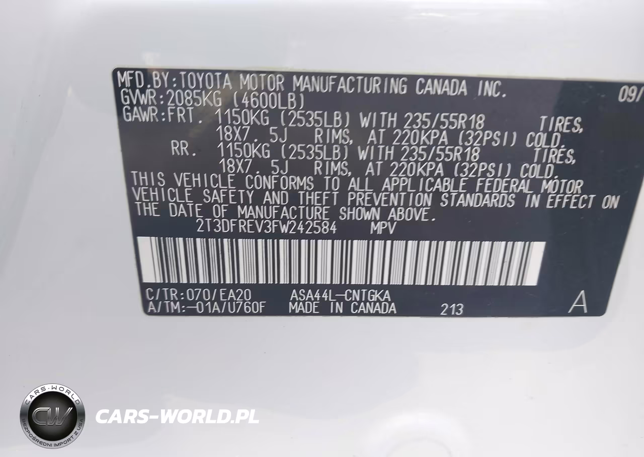 2015 Toyota Rav4 Limited VIN:2T3DFREV3FW242584 - 9