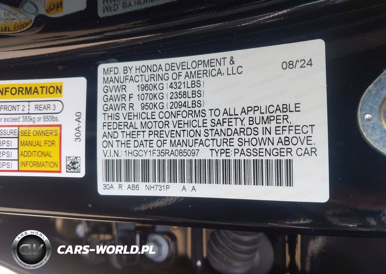 2024 Honda Accord Ex VIN:1HGCY1F35RA085097 - 9