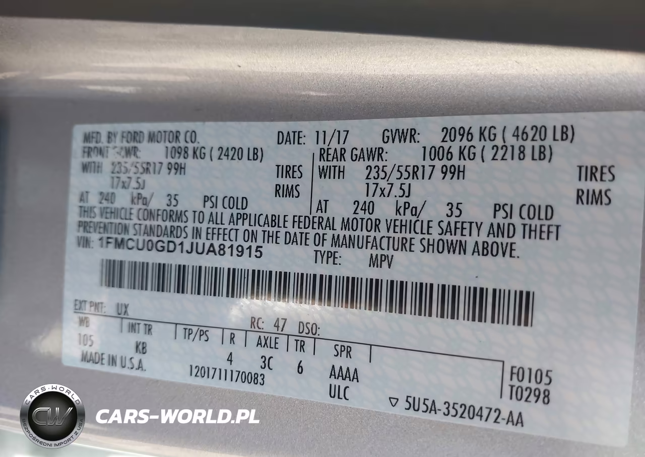 2018 Ford Escape Se VIN:1FMCU0GD1JUA81915 - 9
