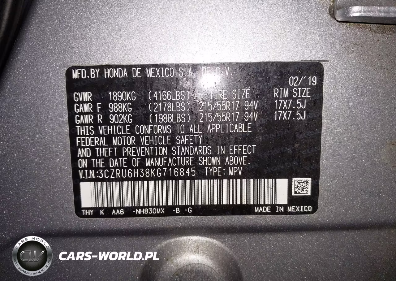 2019 Honda Hr-V Lx VIN:3CZRU6H38KG716845 - 9