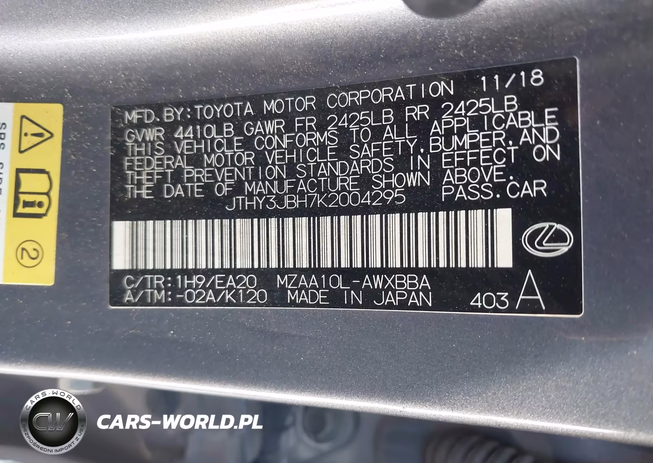 2019 Lexus Ux 200 VIN:JTHY3JBH7K2004295 - 9