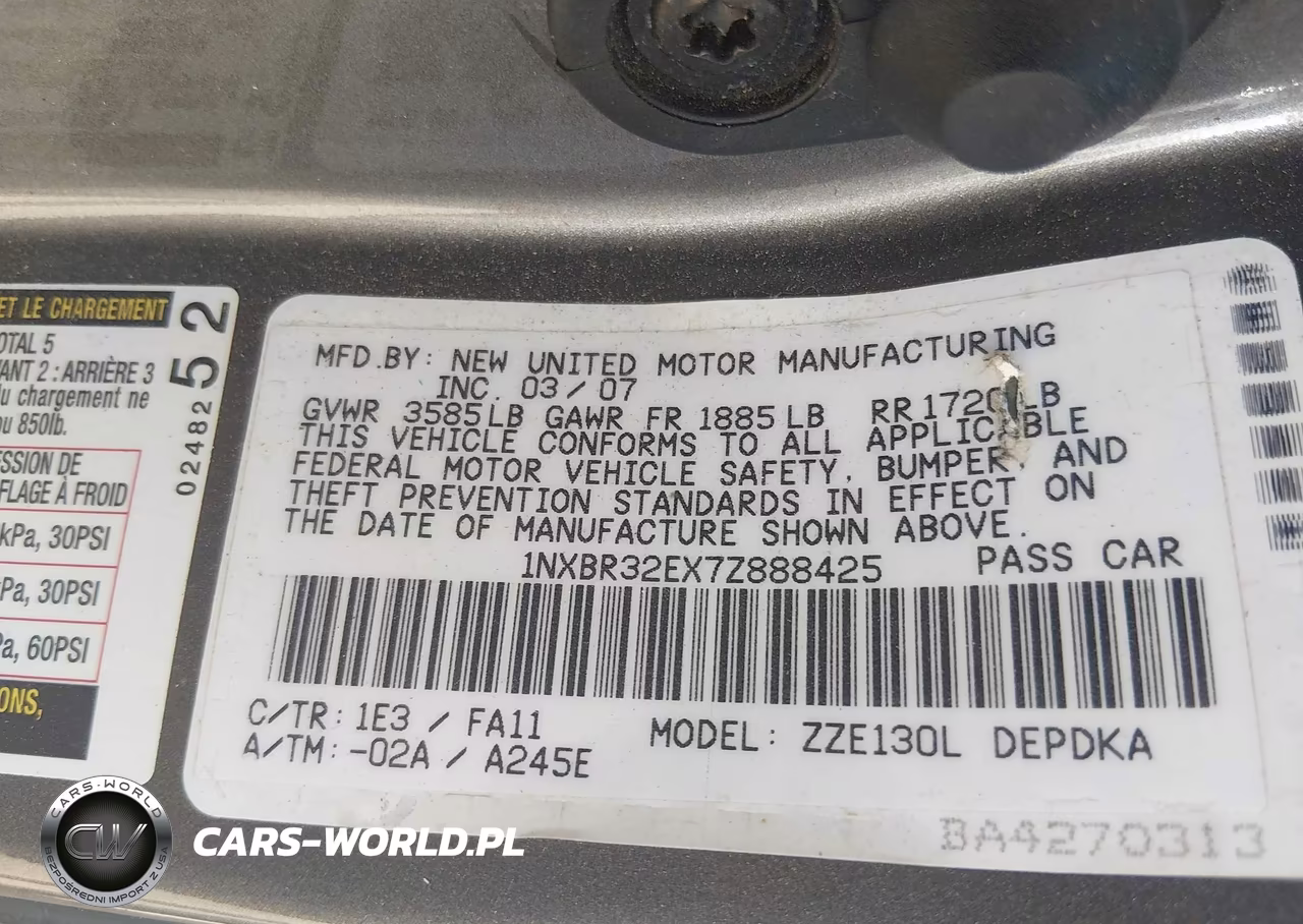 2007 Toyota Corolla Ce VIN:1NXBR32EX7Z888425 - 9