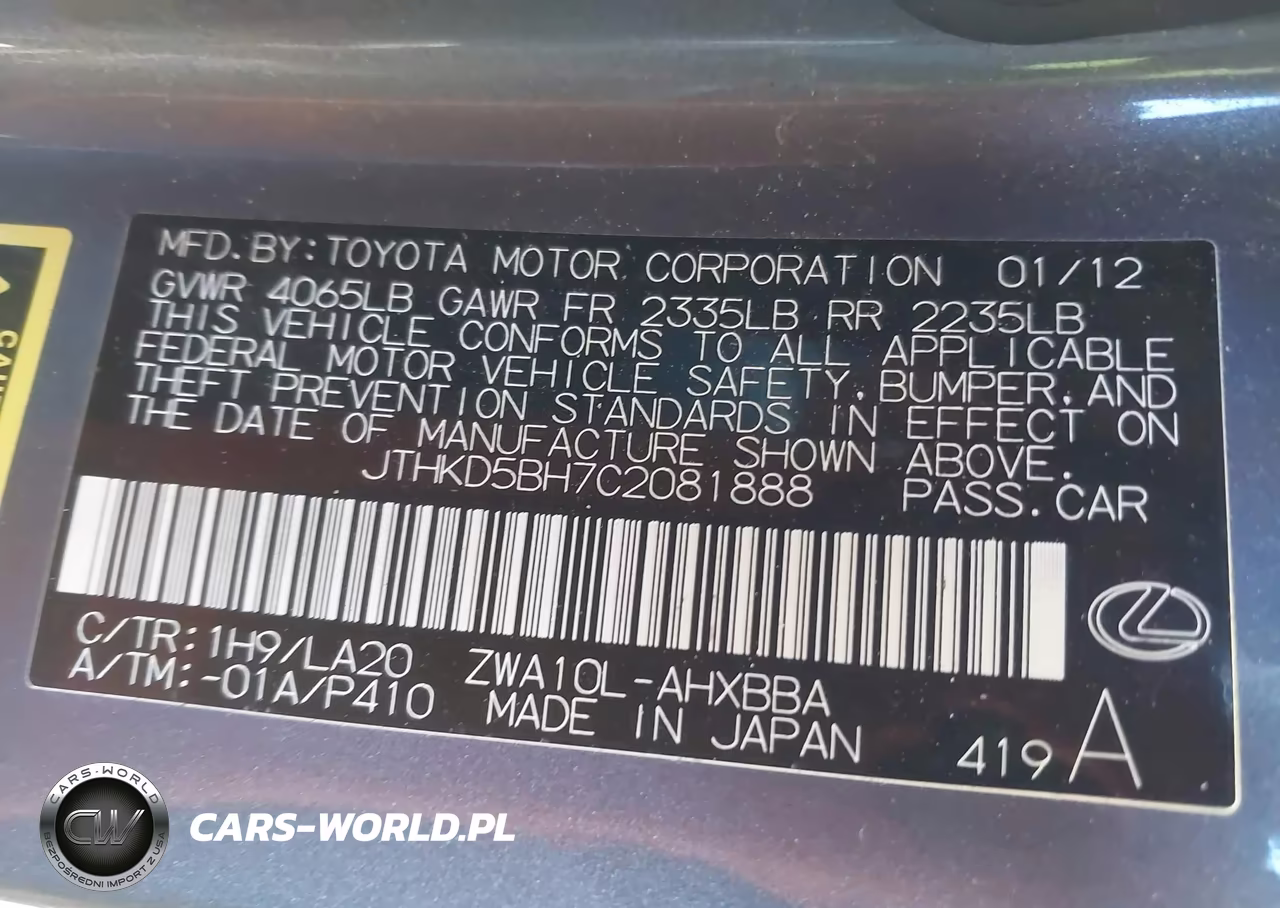 2012 Lexus Ct 200H Premium VIN:JTHKD5BH7C2081888 - 9