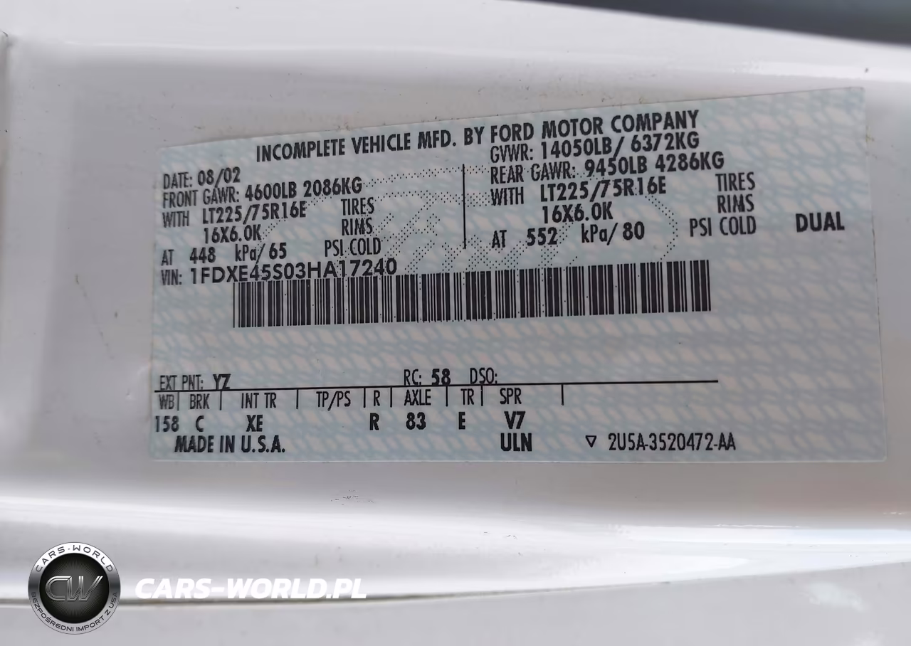 2003 Ford E-450 Cutaway Standard VIN:1FDXE45S03HA17240 - 8