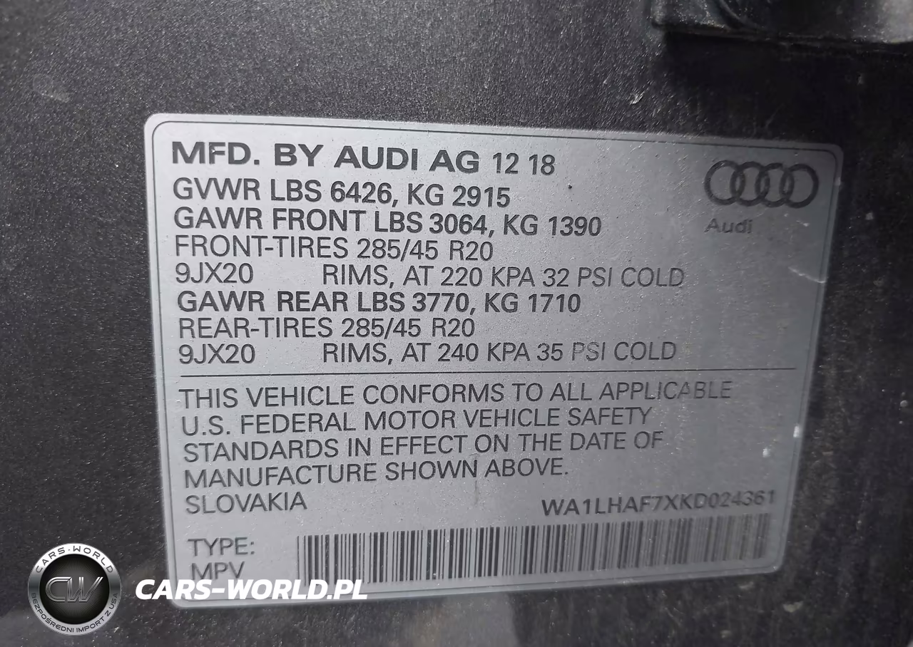 2019 Audi Q7 45 Premium-45 Se Premium VIN:WA1LHAF7XKD024361 - 9