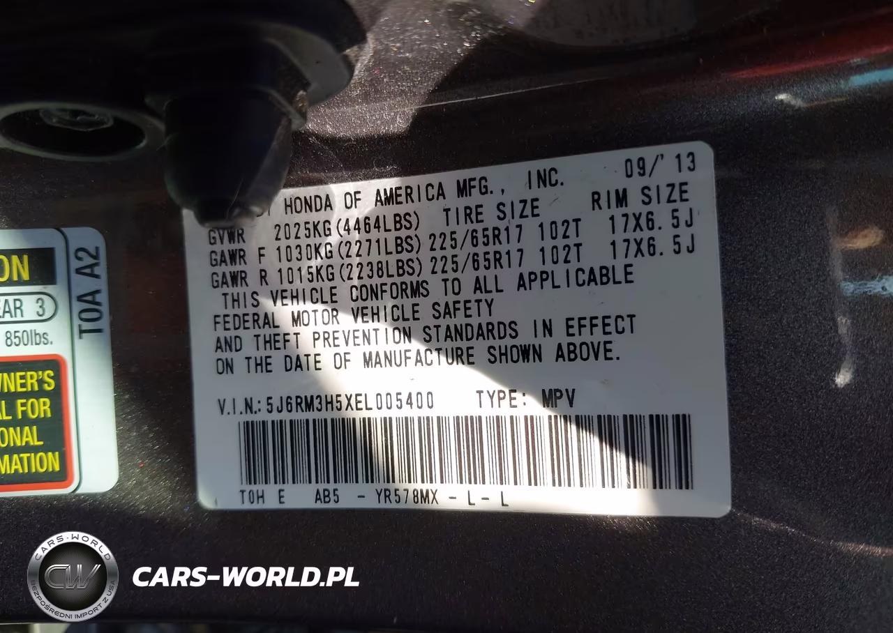 2014 Honda Cr-V Ex VIN:5J6RM3H5XEL005400 - 9