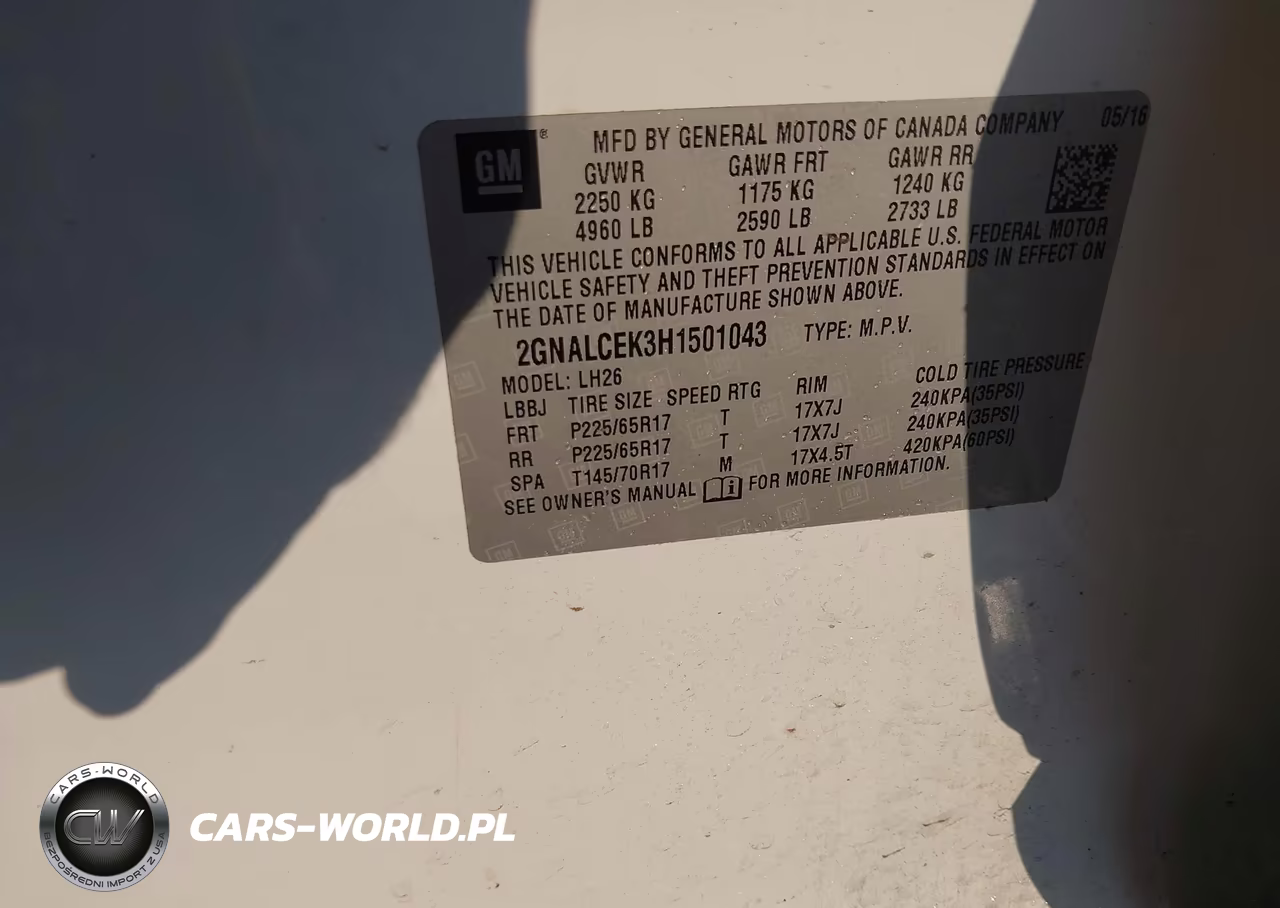 2017 Chevrolet Equinox Lt VIN:2GNALCEK3H1501043 - 9