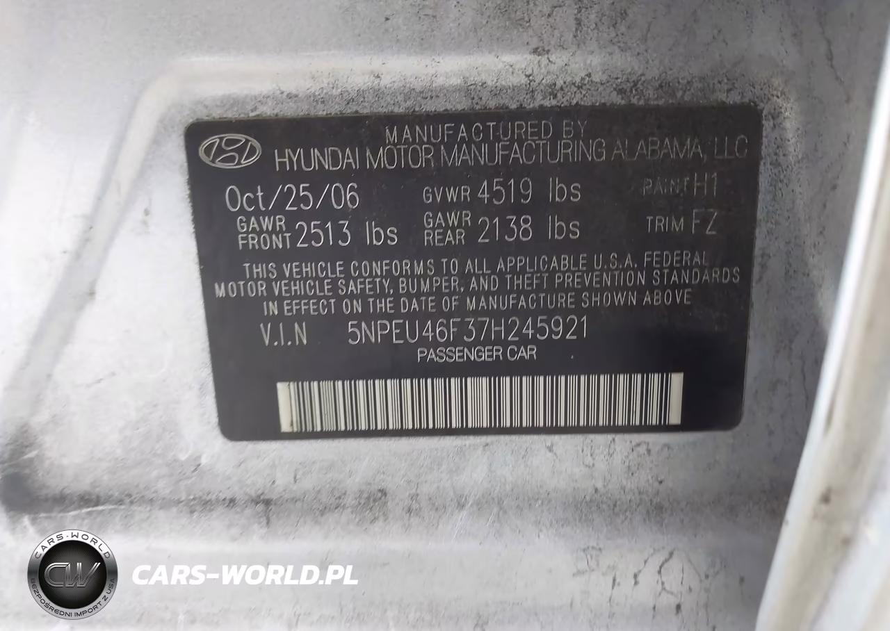 2007 Hyundai Sonata Limited-Limited W-Xm-Se-Se W-Xm VIN:5NPEU46F37H245921 - 9