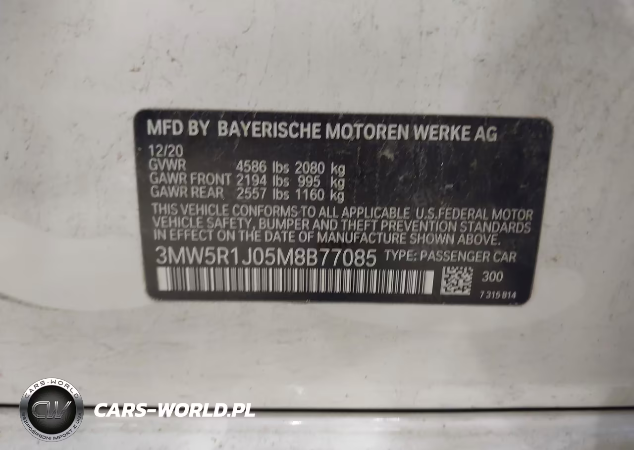 2021 BMW 330I VIN:3MW5R1J05M8B77085 - 9