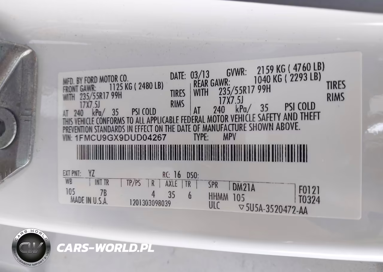 2013 Ford Escape Se VIN:1FMCU9GX9DUD04267 - 9